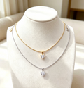 Heart Zircon Pendant Necklace – Elegant Gold & Silver Finish